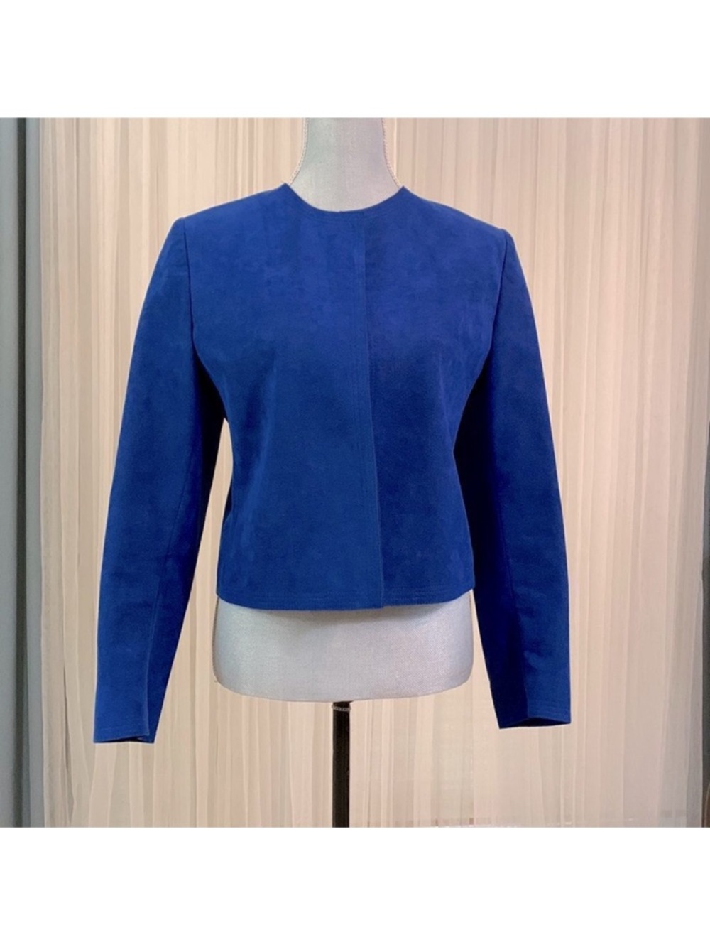 Vintage Lilli Ann Genuine Suede Ultrasuede Suit Jacket Blazer Sz 10 (Small) Blue